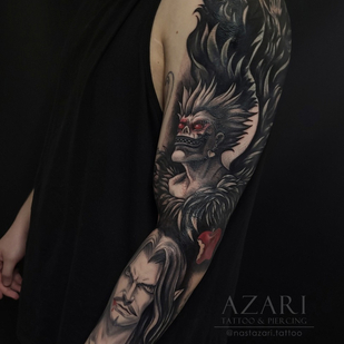 Male Black Anime tattoo on Sleeve #91267 | Tattoo Artist Anastasiya Azari