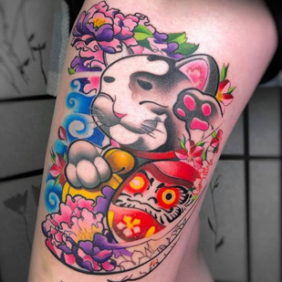 Female  Neo-traditional tattoo on Thigh #91556 | Tattoo Artist Olesya Fraydlin