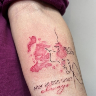 Female Color Linework tattoo #91677 | Tattoo Artist Elvira Volodarskaya