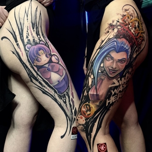 Female Color Anime tattoo on Thigh #92287 | Tattoo Artist Nikita Romanov