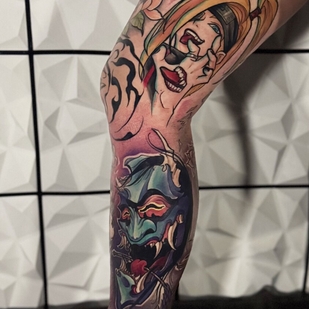 Male Color New School tattoo on Leg #92296 | Tattoo Artist Nikita Romanov