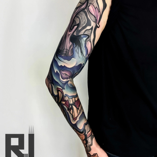 Male Color  tattoo on Sleeve #95889 | Tattoo Artist Nikita Romanov