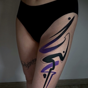 Female Color Abstract tattoo on Thigh #92490 | Tattoo Artist Smirnova Ulyana