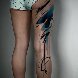 Female Color Abstract tattoo on Leg #92494 | Tattoo Artist Smirnova Ulyana