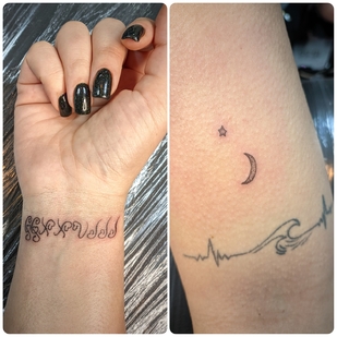 Female Black Miniature tattoo on Wrist #92651 | Tattoo Artist Anna Chepusenko
