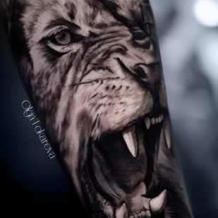 Male Black Realism tattoo on Forearm #101897 | Tattoo Artist Olga Tokareva