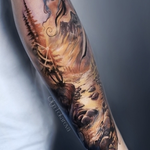 Female Color Realism tattoo on Forearm #101910 | Tattoo Artist Olga Tokareva