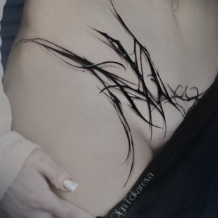 Female Black  tattoo on Stomach #101935 | Tattoo Artist Olga Tokareva