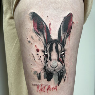 Female Color Watercolor tattoo on Thigh #93260 | Tattoo Artist Elena Cherepnina