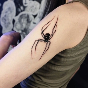 Female Black Graphic tattoo on Shoulder #93188 | Tattoo Artist Nastasya Pavlovna