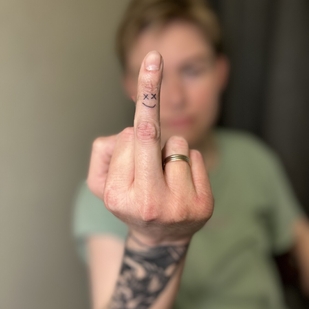 Female Black Minimalism tattoo on Fingers #97279 | Tattoo Artist Svetlana Aleksina