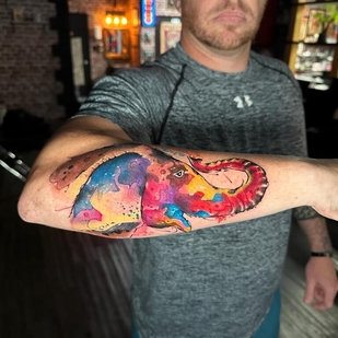 Male Color Watercolor tattoo on Forearm #93768 | Tattoo Artist Neto Tattoo Florida