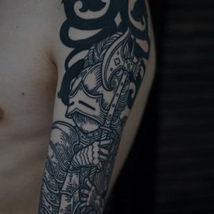 Male Black Engraving tattoo #93701 | Tattoo Artist Aleksey Gurbatov