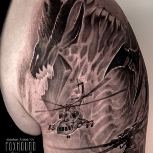 Male Black Realism tattoo on Shoulder #93934 | Tattoo Artist Anton Krasnov