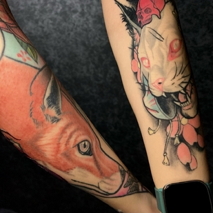 Female Color Neo-traditional tattoo on Forearm #93975 | Tattoo Artist Anton Krasnov