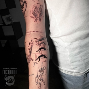 Male Black Miniature tattoo on Sleeve #93977 | Tattoo Artist Anton Krasnov