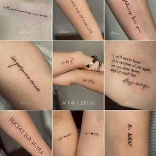 Female Black and Grey Lettering tattoo on Forearm #94766 | Tattoo Artist Miki Sheir