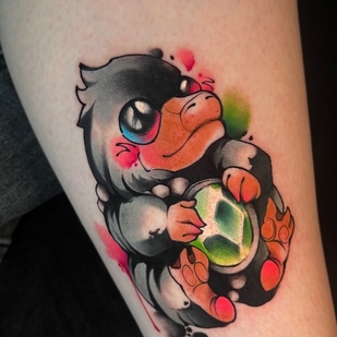 Female Color Watercolor tattoo on Shin #95764 | Tattoo Artist Nadya Gruzdeva