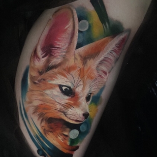 Female Color Realism tattoo on Shin #101140 | Tattoo Artist Nadya Gruzdeva