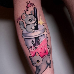 Female Color Author's Style tattoo on Leg #96319 | Tattoo Artist BACKSTAGE TATTOO