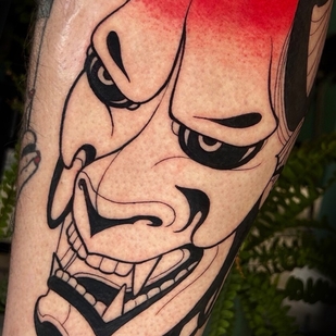 Male Black Japanese tattoo on Shin #96335 | Tattoo Artist Sergey Karpenko