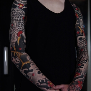 Male Color Japanese tattoo on Sleeve #96565 | Tattoo Artist Akulov Mark