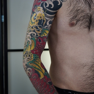 Male Color Japanese tattoo on Sleeve #103934 | Tattoo Artist Akulov Mark