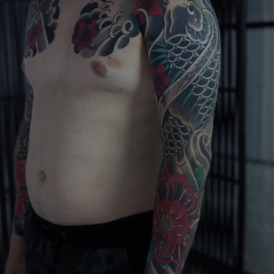 Male Color Japanese tattoo on Sleeve #103963 | Tattoo Artist Akulov Mark