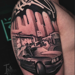 Male Black Chicano tattoo on Shoulder #98118 | Tattoo Artist Dmitriy Parfencev