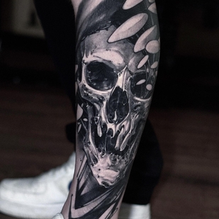 Male  Freehand tattoo on Shin #98660 | Tattoo Artist Roman Vubov