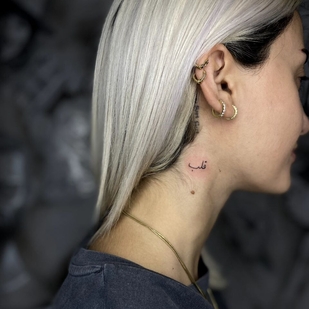 Female Black  tattoo on Neck #99328 | Tattoo Artist Elena Voya