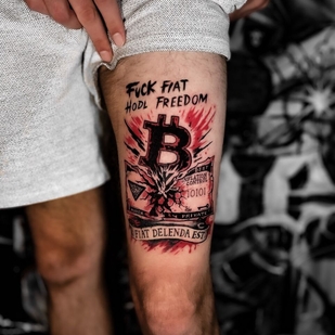 Male  Trash Polka tattoo on Leg #99333 | Tattoo Artist Elena Voya