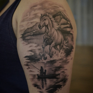 Female Black and Grey Realism tattoo on Shoulder #100208 | Tattoo Artist Arturs Garoza
