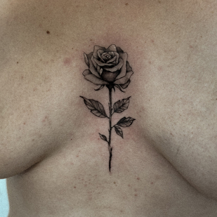 Female Black and Grey Realism tattoo on Breast #100213 | Tattoo Artist Arturs Garoza