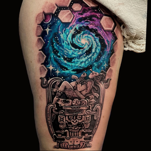 Female Color Chicano tattoo on Thigh #101044 | Tattoo Artist Melissa Reyes