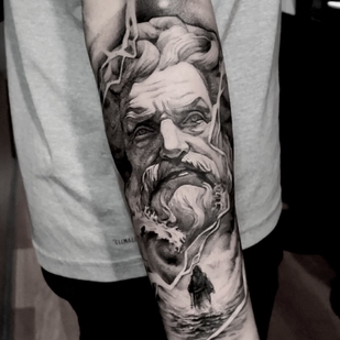Male Black and Grey Portrait tattoo on Forearm #101121 | Tattoo Artist Mariya Rodchin