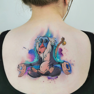 Color Watercolor tattoo on Back #101476 | Tattoo Artist Egor Hludnev