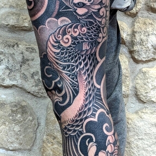 Black and Grey  tattoo on Leg #101347 | Tattoo Artist Morgan Ezor