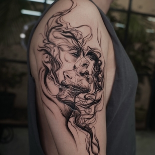 Male Black and Grey Abstract tattoo on Shoulder #101870 | Tattoo Artist Roc Saint