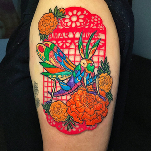 Female Color Patch tattoo on Shoulder #102379 | Tattoo Artist Rafaela Herrera Art