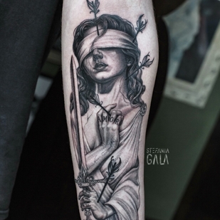 Male Black and Grey Fineline tattoo on Forearm #104072 | Tattoo Artist Stefania Gala