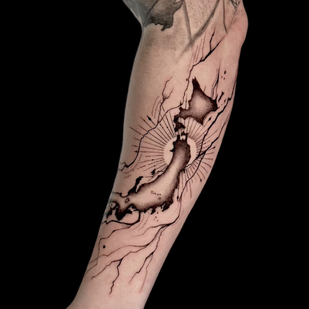 Male Black and Grey Blackwork tattoo on Forearm #103436 | Tattoo Artist Valeriia Radchenko