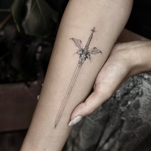 Female Black and Grey Fineline tattoo on Forearm #103442 | Tattoo Artist Valeriia Radchenko