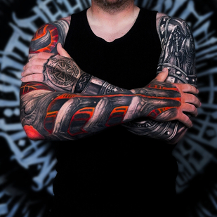 Male Color Freehand tattoo on Sleeve #103876 | Tattoo Artist Marin Yordanov - Yordanov Arts