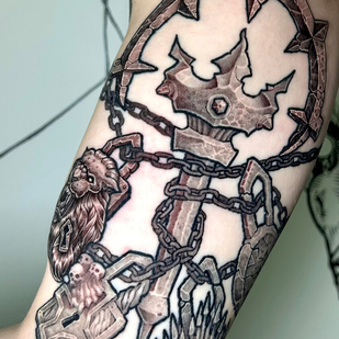 Male Black and Grey Graphic tattoo #103533 | Tattoo Artist Roman Brumel