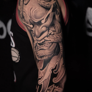 Male Black Japanese tattoo on Shoulder #104522 | Tattoo Artist Molli Svoboda