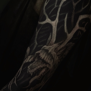 Black Whipshading tattoo on Sleeve #102875 | Tattoo Artist Anastasia Foga