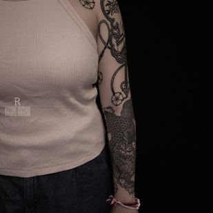 Male Black  tattoo on Sleeve #94093 | Tattoo Artist ROMAN MIGURA