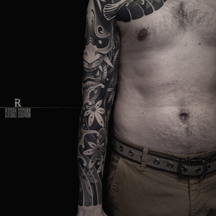 Male Black and Grey  tattoo on Sleeve #94106 | Tattoo Artist ROMAN MIGURA