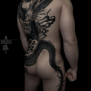 Male Black Japanese tattoo on Back #102705 | Tattoo Artist ROMAN MIGURA